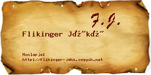 Flikinger Jákó névjegykártya